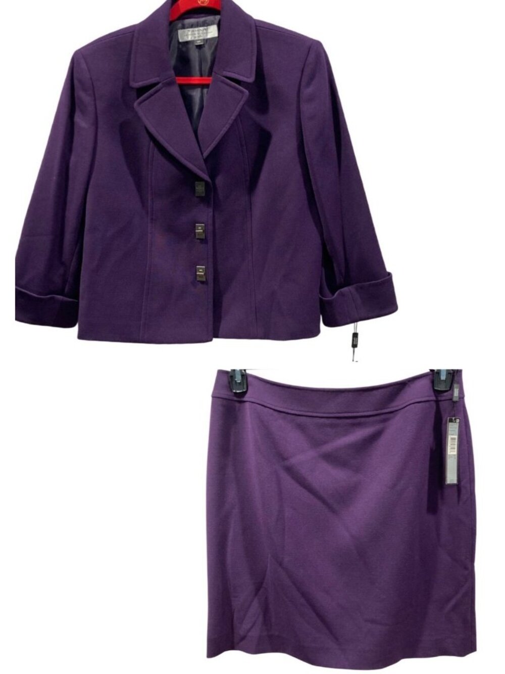 Tahari Suit Set Blazer 12P Skirt 14P Purple Vibrant Corporate Office Business